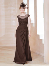 Robe en Mousseline Dentelle à Col Illusion Scoop Chocolat