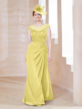 Robe en Mousseline Dentelle à Col Illusion Scoop Jonquille