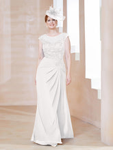 Robe en Mousseline Dentelle à Col Illusion Scoop Ivoire