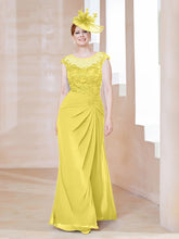 Robe en Mousseline Dentelle à Col Illusion Scoop Citron