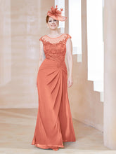 Robe en Mousseline Dentelle à Col Illusion Scoop Papaye