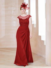 Robe en Mousseline Dentelle à Col Illusion Scoop Rouge