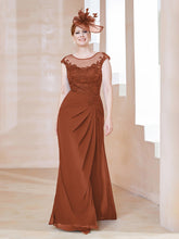 Robe en Mousseline Dentelle à Col Illusion Scoop Rouille