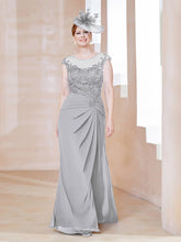 Robe en Mousseline Dentelle à Col Illusion Scoop Argent