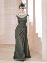 Robe en Mousseline Dentelle à Col Illusion Scoop Gris Acier