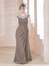 Robe en Mousseline Dentelle à Col Illusion Scoop Taupe