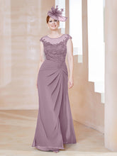 Robe en Mousseline Dentelle à Col Illusion Scoop Vintage Mauve