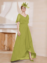 Robe Plissée en Mousseline à Col en V avec Manches Flottantes Trèfle
