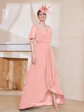 Robe Plissée en Mousseline à Col en V avec Manches Flottantes Corail