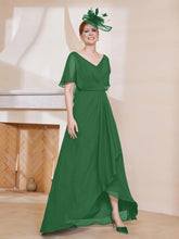 Robe Plissée en Mousseline à Col en V avec Manches Flottantes Emeraude