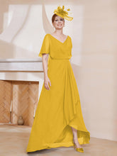 Robe Plissée en Mousseline à Col en V avec Manches Flottantes Souci