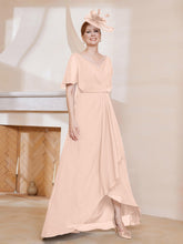 Robe Plissée en Mousseline à Col en V avec Manches Flottantes Rose Perle