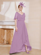 Robe Plissée en Mousseline à Col en V avec Manches Flottantes Glycine