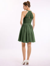 Mousseline Licou Robes Courtes De Demoiselle d'Honneur Olive Verte