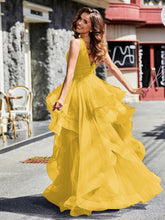 Robe de Soirée Princesse en Tulle à Col en V Longueur au Sol Souci