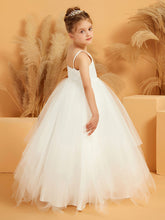 Robe de Fille Ball Gown à Bretelles Spaghetti avec Appliques en Dentelle