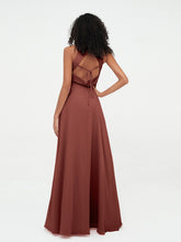 Robes Longues Princesse en Mousseline avec Fente terracotta