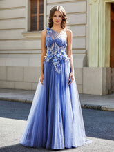 Robe de Soirée de A-ligne en Tulle à Une Épaule Longueur au Sol Orageux