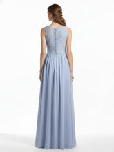 Col En V Mousseline Robes Avec Dentelle Dos Bleu Ciel