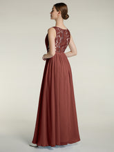 Col En V Mousseline Robes Avec Dentelle Dos terracotta