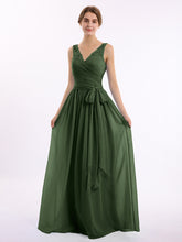 Dentelle Bretelles Longue Mousseline Robes Avec Nœud Ceinture Olive Verte