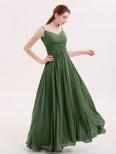 Empire Robe Demoiselle d'honneur avec Spaghetti Bretelle Olive Verte