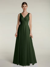 Illusion Col En V Tulle Robes Longues Olive Verte