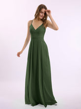 Spaghetti Bretelle Col En V Mousseline Tenues Avec Poche Olive Verte
