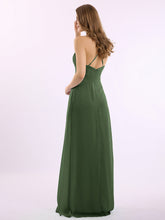 Spaghetti Bretelle Col En V Mousseline Tenues Avec Poche Olive Verte