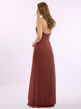 Spaghetti Bretelle Col En V Mousseline Tenues Avec Poche terracotta