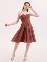 Col en Cœur Longueur de Genou Mousseline Robe Demoiselle d'honneur terracotta