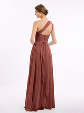 Une Épaule Florale Mousseline Robes Avec Poche terracotta