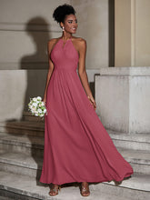 Licou Mousseline Robes Longues Pour Demoiselles d'Honneur Cannelle Rose