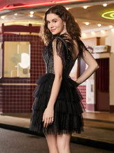 Robe de bal en tulle ligne A avec perles Noir
