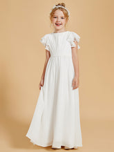 Robe de Fille à Volants et Col en Scoop avec Manches Flottantes