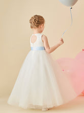 Robe de Demoiselle d'Honneur en Tulle avec Découpe au Dos et Nœud