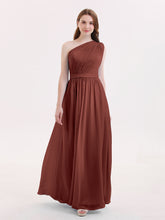 Une Epaule Mousseline Robe Demoiselle d'honneur Longue terracotta