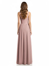 Y-Col Longue Mousseline Robes De Demoiselle d'Honneur Rose Poudré
