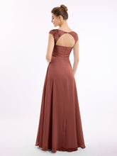 Mousseline Robes De Demoiselle d'Honneur Avec Dentelle Mancherons terracotta