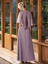 Robe à A-ligne avec Manches Cape Flottantes Crépuscule
