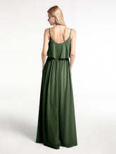 Robe à Bretelles Spaghetti à Encolure Dégagée Et Corsage Recouvert Olive Verte