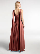 Robe en Mousseline à Col en V avec Bandes à Bretelles Arrière terracotta