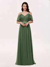 Robe Spaghetti Bretelle Dentelle et Mousseline Olive Verte