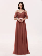 Robe Spaghetti Bretelle Dentelle et Mousseline terracotta