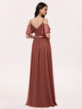 Robe Spaghetti Bretelle Dentelle et Mousseline terracotta
