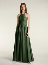 Licou Mousseline Robes Longues De Demoiselle d'Honneur Olive Verte