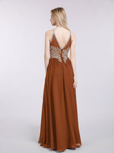 Licou Mousseline avec Or Applique Robe terracotta