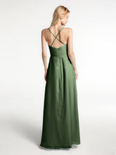 Robe en Mousseline à Bretelles Spaghetti Haut Bas avec Volants Olive Verte