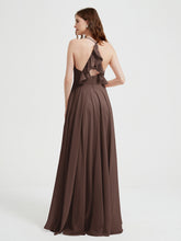 Col En V Dos Croisé Mousseline Robes De Demoiselle d'Honneur Chocolat