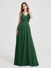 Col En V Dos Croisé Mousseline Robes De Demoiselle d'Honneur Vert Foncé